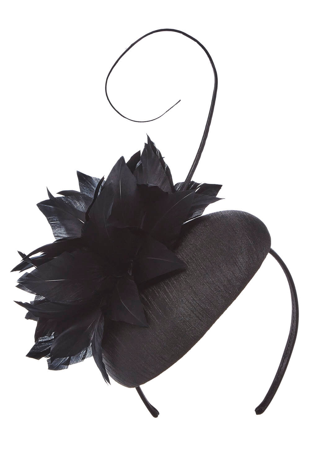 Roman Originals Feather and Quill Pillbox Fascinator in Black