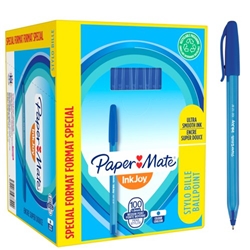 paper mate Boite de 100 Stylos bille Papermate Inkjoy 100 pointe 1 mm Bleu
