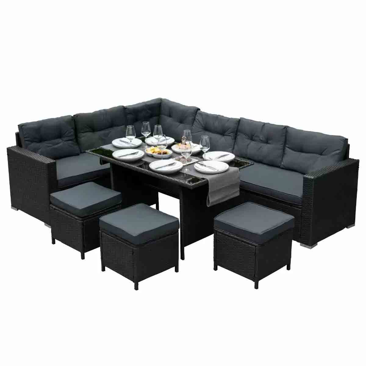 Jardi Rattan Corner Set - Black|black