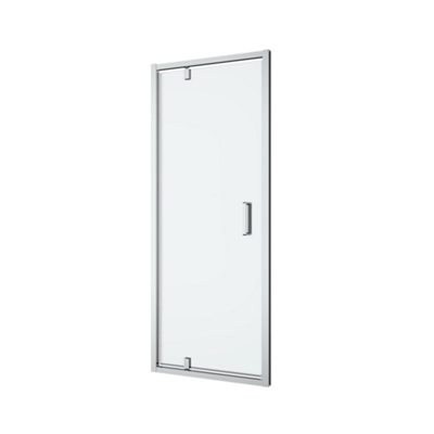 GoodHome Ledava Minimal Frame Chrome Effect Clear Glass Half Open Pivot Shower Door (H)195Cm (W)80Cm