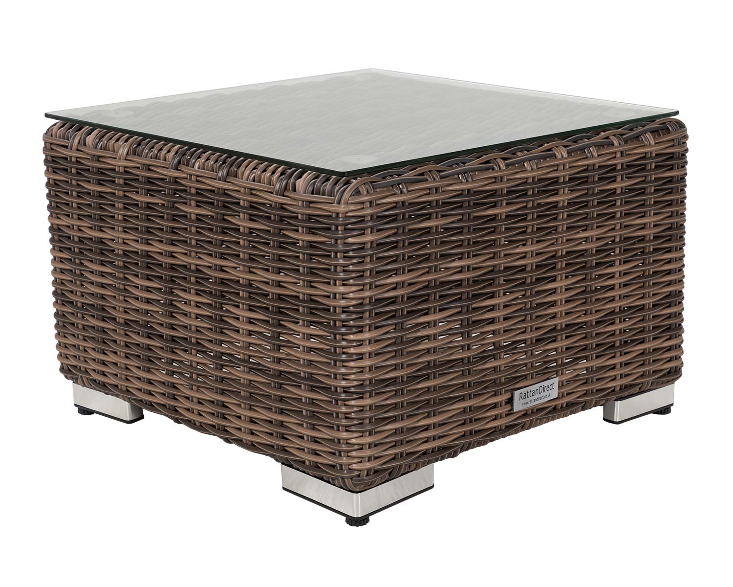 Rattan Direct Small Square Rattan Garden Side Table in Truffle Brown