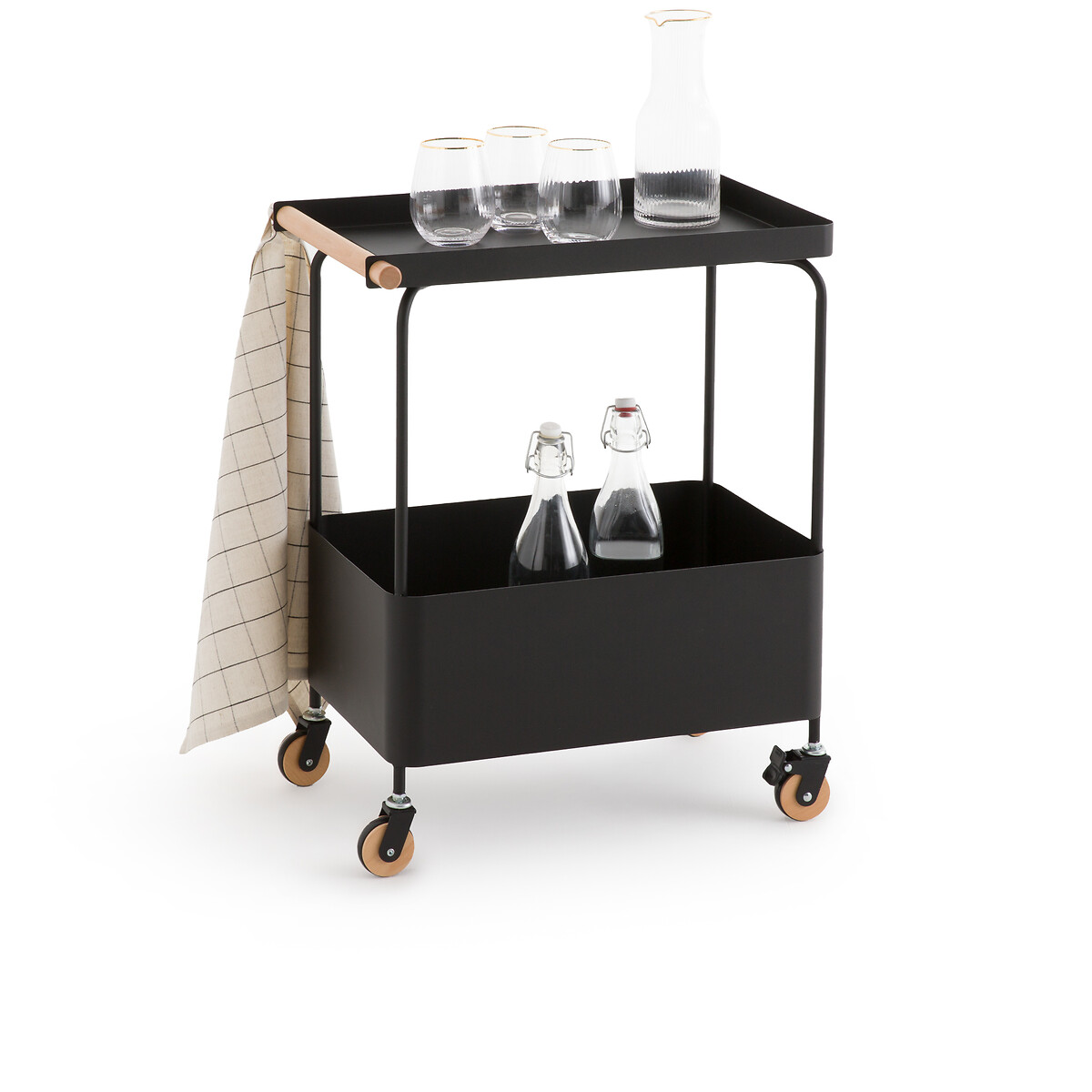SO'HOME Elkim Black Metal Portable Dessert Trolley