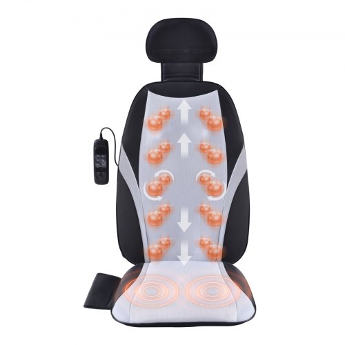  Shiatsu Back Massager with Heat, Massage Seat Cushion with 2-Group Back Shiatsu Rollers and 2 Seat Vibration Motors, Fatigue Relief Seat Massage