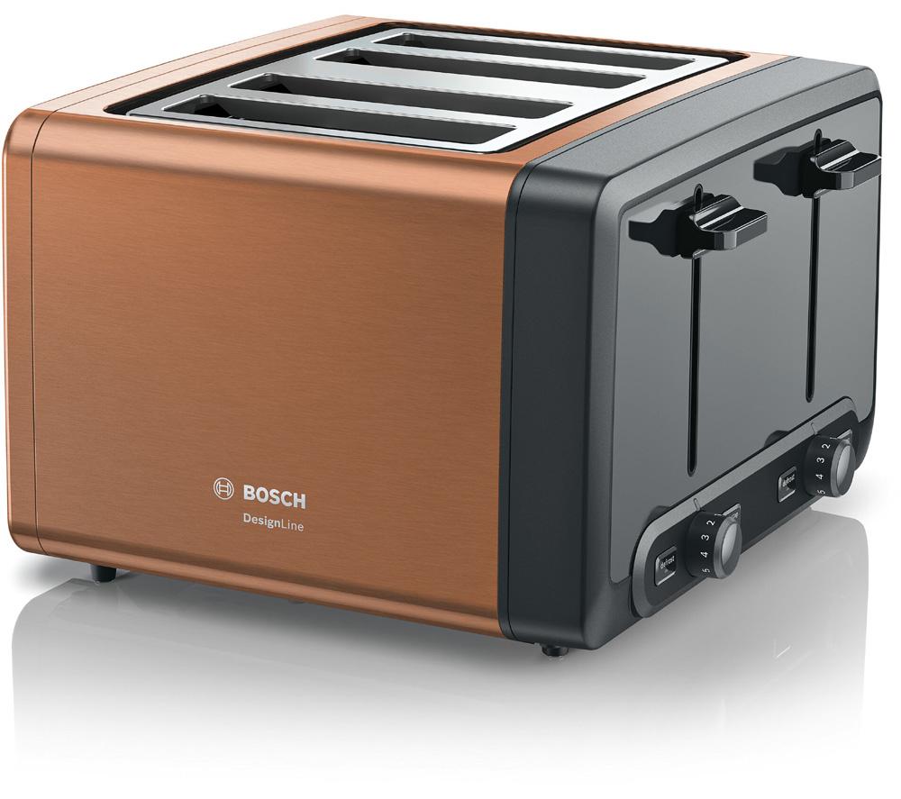 Bosch DesignLine TAT4P449GB 4 Slice Toaster - Copper