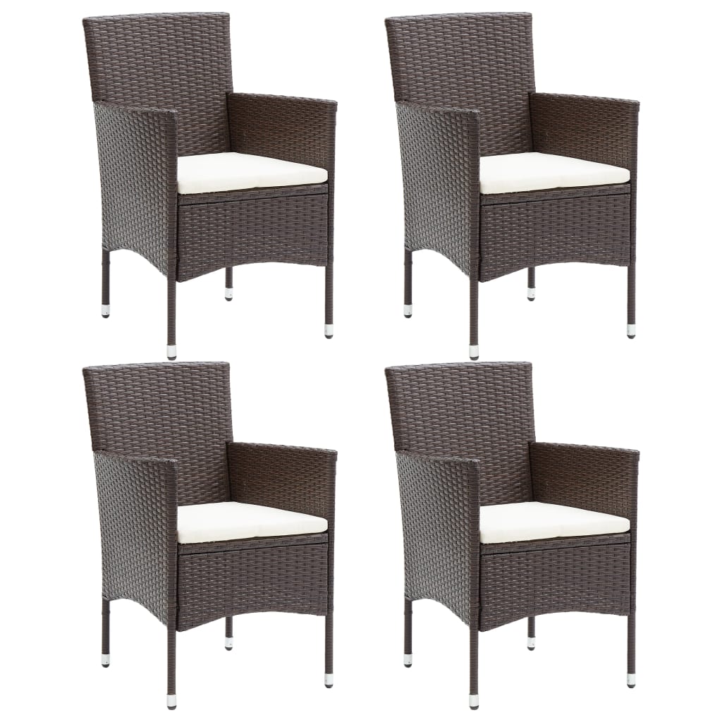 VidaXL Garden Dining Chairs 4 pcs Poly Rattan Brown