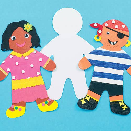 Baker Ross People Shapes - 12 Large Person Card Shapes to Decorate. Size 30cm.