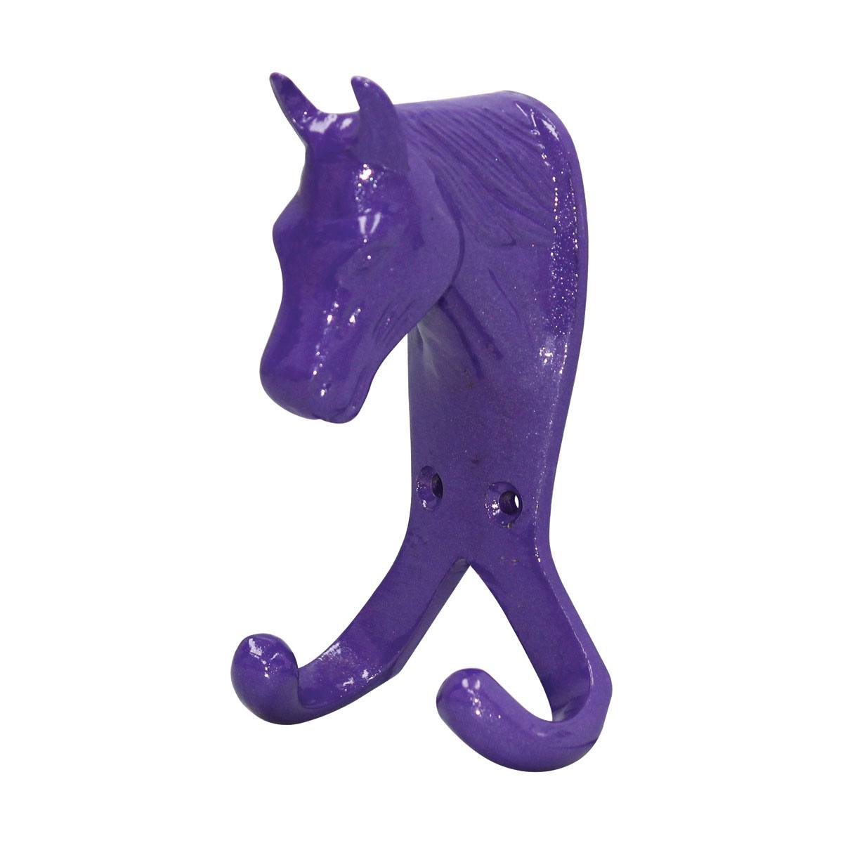 Perry Equestrian Fixtures and Fittings | Perry Equestrian Horse Head Double Hook Colour Purple