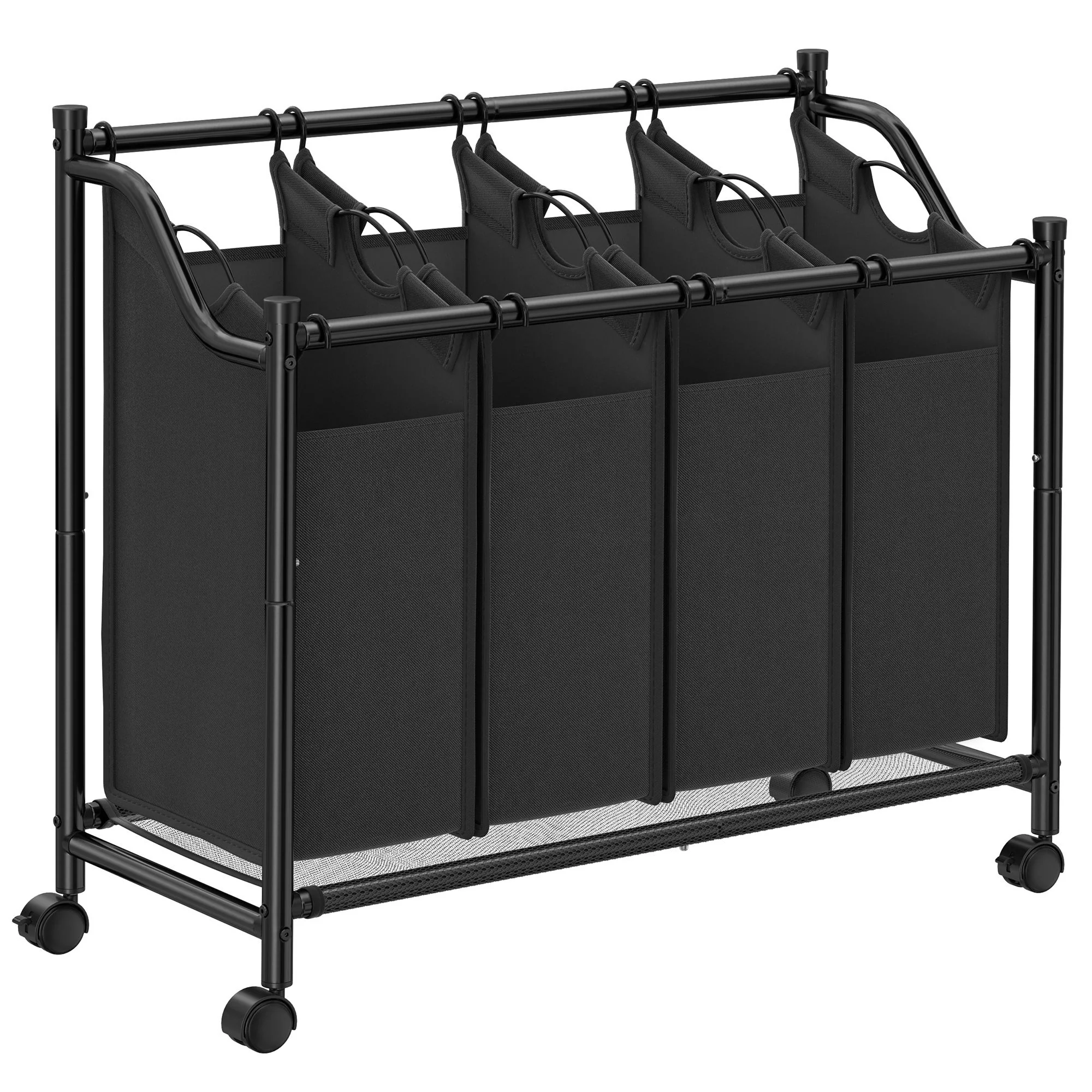 SONGMICS Clothes Wardrobe, Portable Closet, Clothes Garment Rack, 3 Hanging Rods And Shelves, Large Capacity, Ink Black