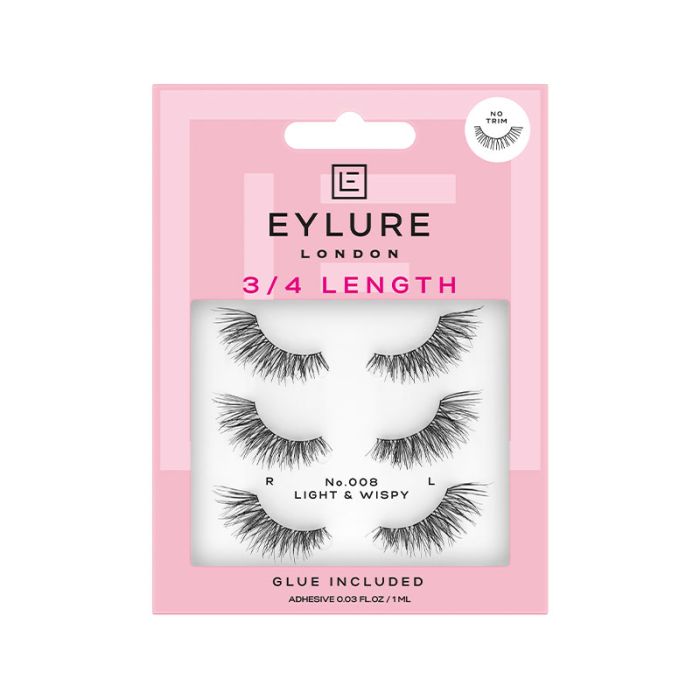 Eylure False Eyelashes Multipack - Light & Wispy - 3/4 Length Lash N008 (Pack of 3) (OA6002386)