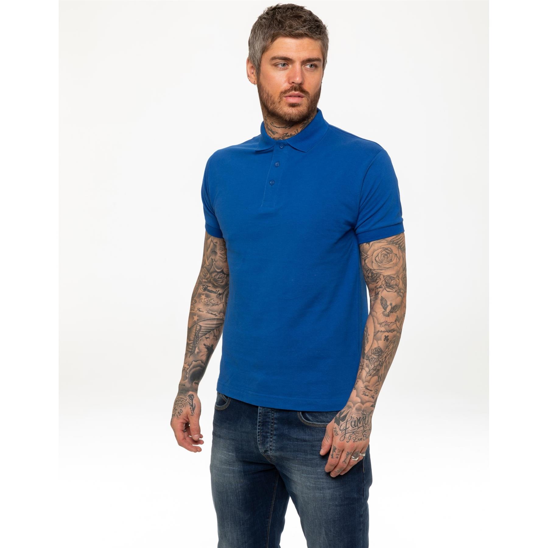 Kruze By Enzo Mens Short Sleeve Polo Shirts - Blue - Size Medium