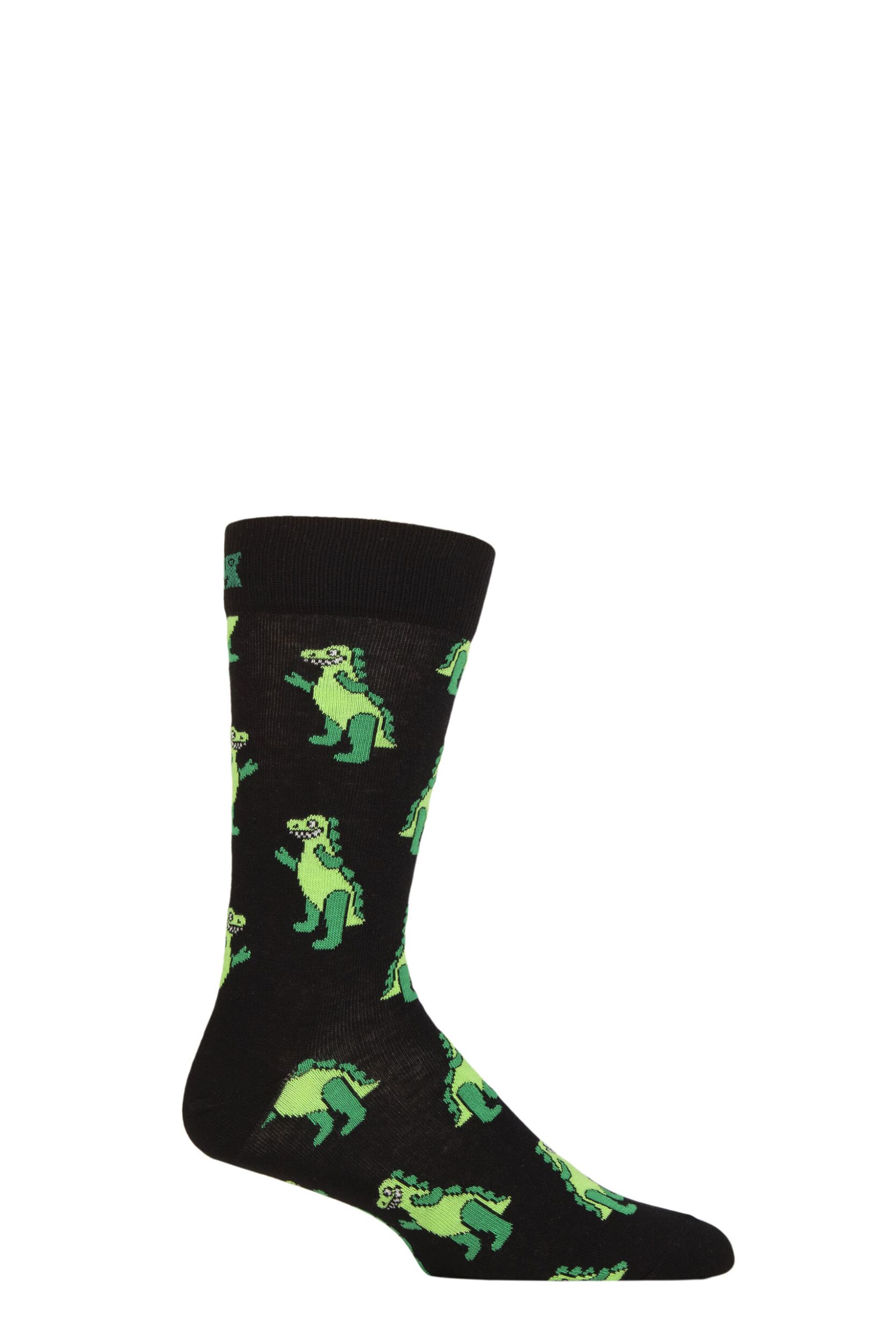 Happy Socks Black Inflatable Dino Crew Socks