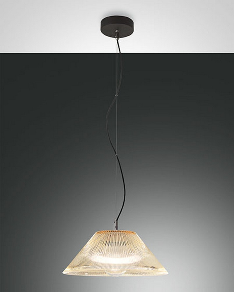 Fabas Luce Lighting Salento Dome Pendant Ceiling Lights Amber Glass, E27