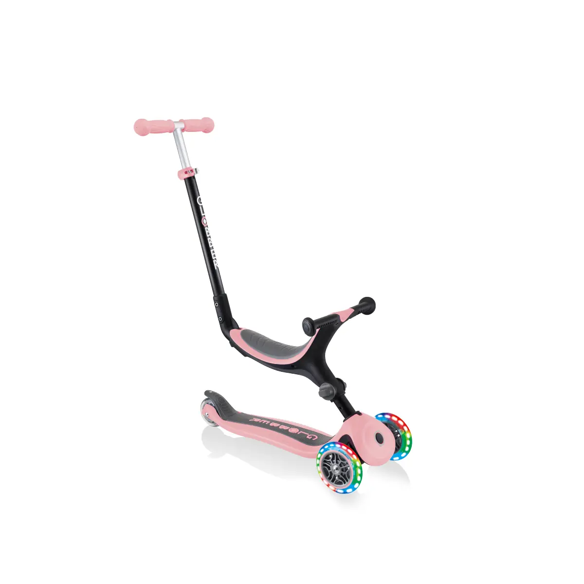 Globber Go Up Foldable Lights Scooter - Pastel Pink