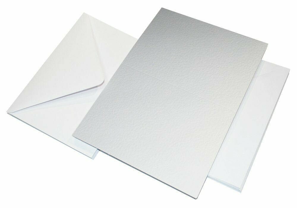 Pack Of 50 Craft UK A6 White Hammered Cards & Envelopes