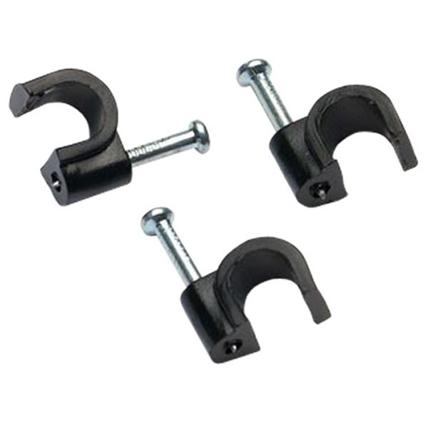 DIY Direct 6mm+ Co-Axial TV Aerial Cable Clips, Black (100 Pack)