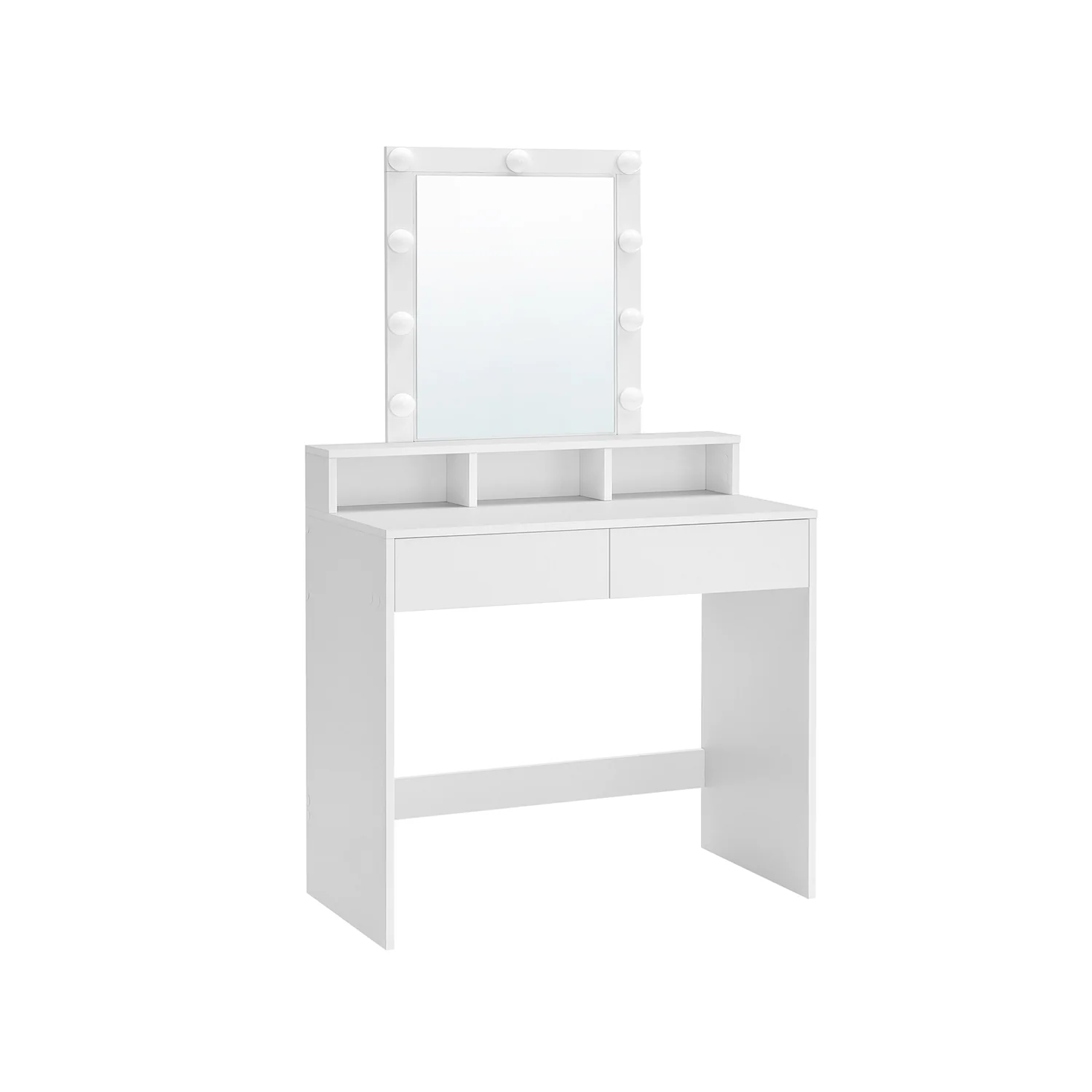 VASAGLE Vanity Makeup Table, Dressing Table with Lighted Mirror, 3 Colours, Modern, White