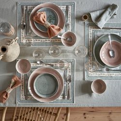 Lote de 2 manteles individuales de algodón con estampado bloque, Almaza