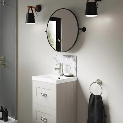 Splashwall Alloy Matt White Marmo Migliora Marble Effect Laminate Adhesive Bathroom Splashback (H)25Cm (W)40Cm