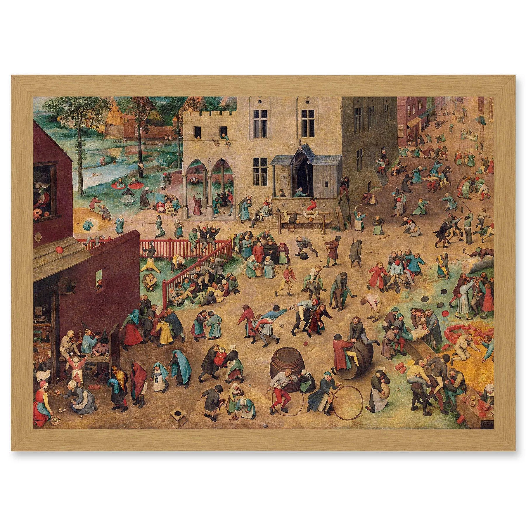 Artery8 Pieter Bruegel Childrens Games Painting Artwork Framed Wall Art Print A4