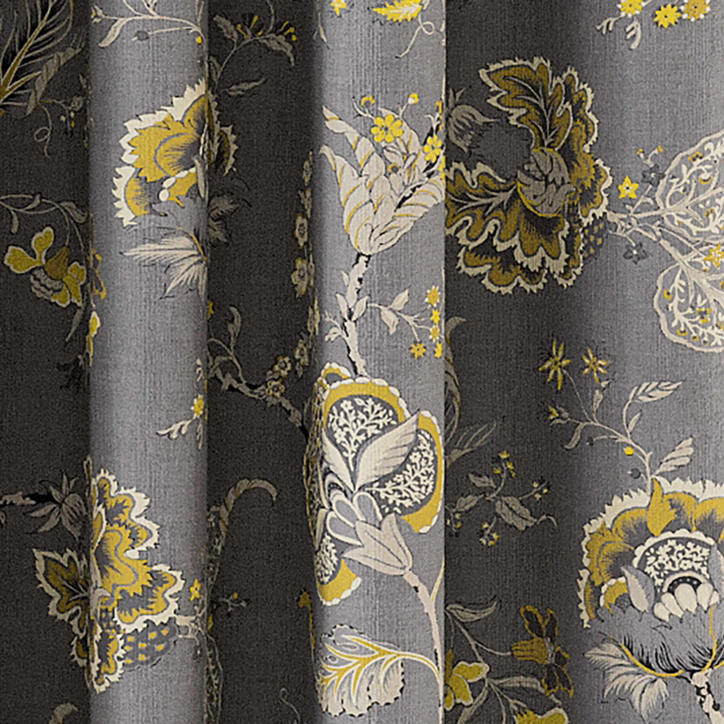 V & A Palampore Trail Lined Curtains 90" x 54", Grey