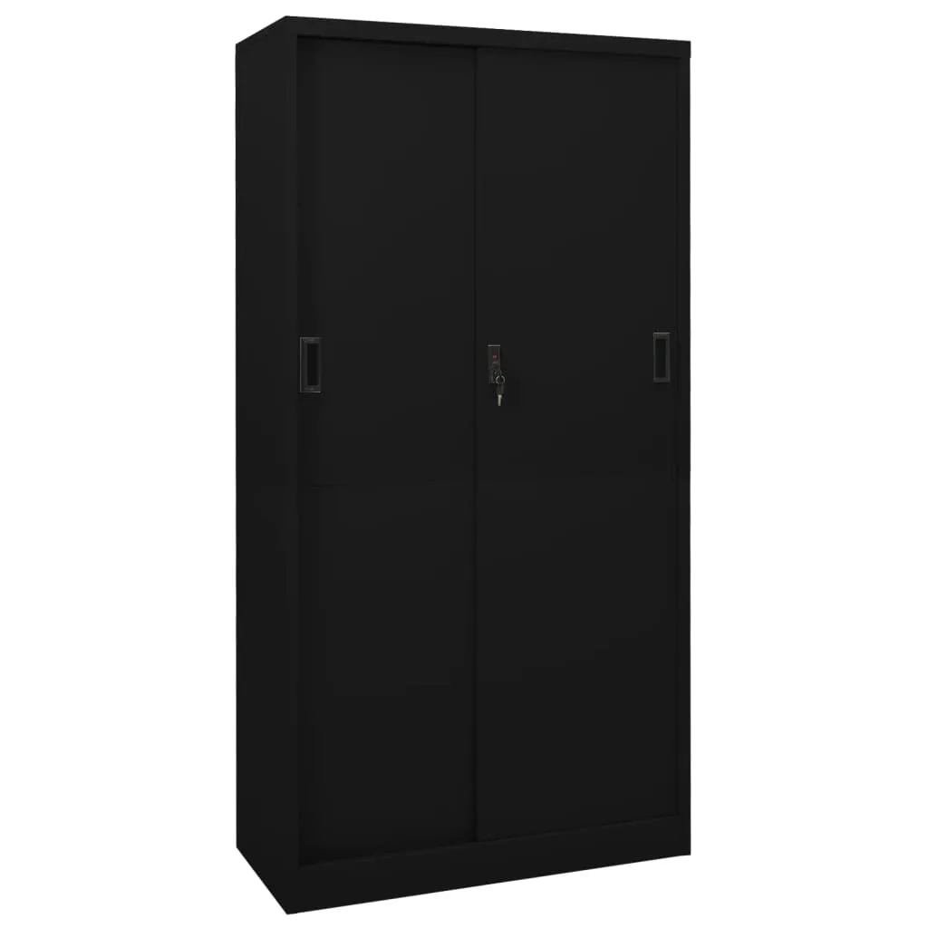 VidaXL Office Cabinet with Sliding Door Black 90x40x180 cm Steel