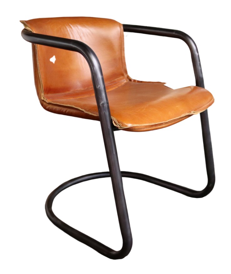 Tan Vintage Handmade Chair Distressed Real Leather