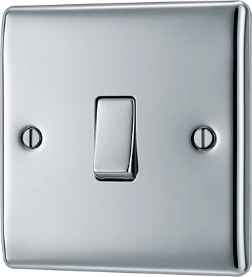 BG Chrome 20a 2 Way 1 Gang Light Switch