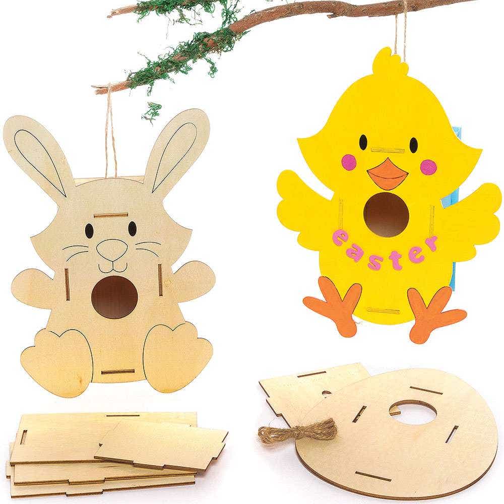Baker Ross Easter Wooden Bird House Kits (Pack of 3)