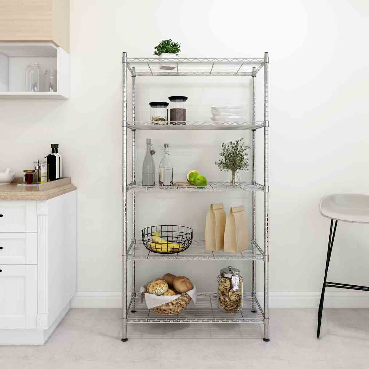 VidaXL 5-Tier Storage Shelf 90x35x180 cm Chrome 250 kg