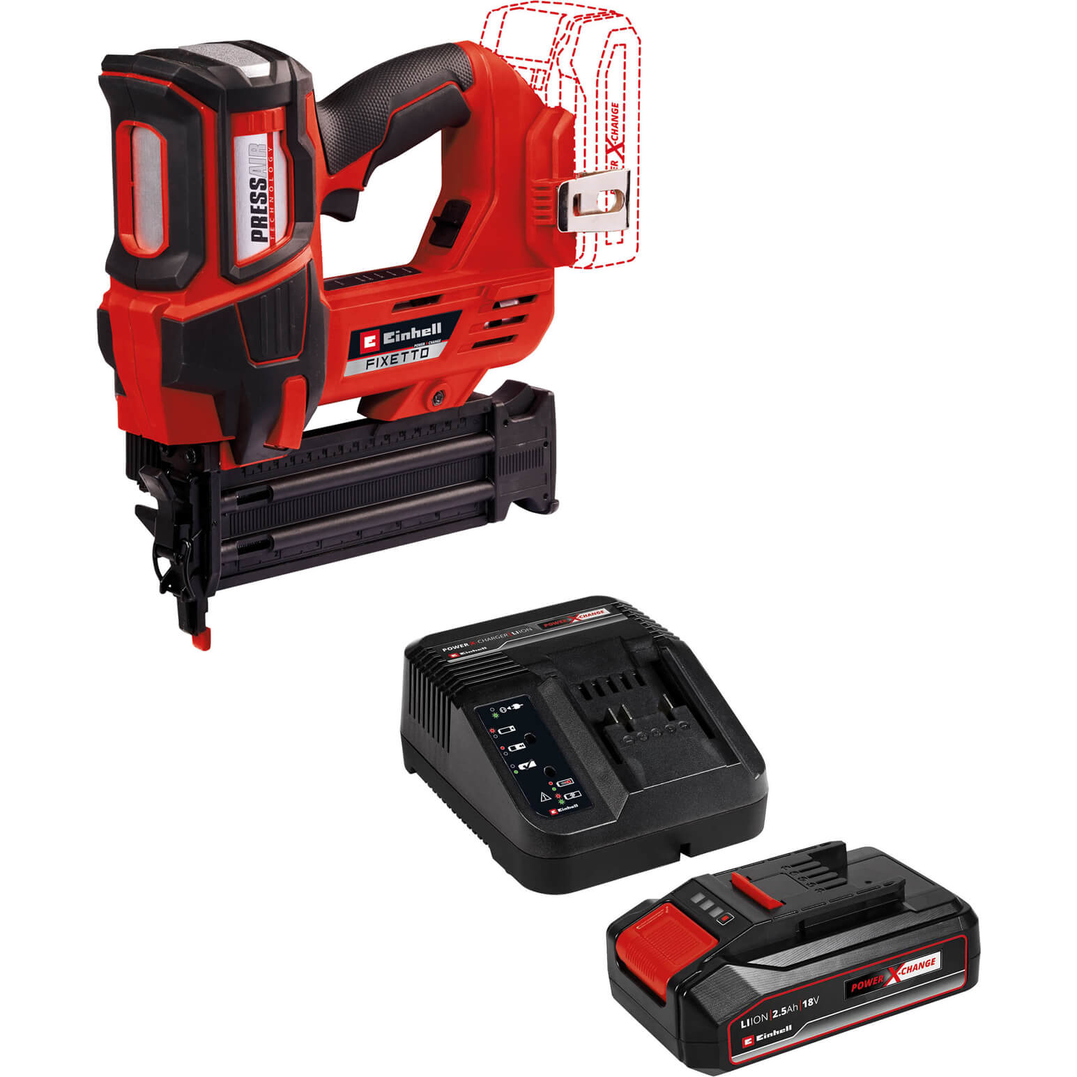 Einhell Fixetto 18/50 N 18v Cordless Nail Gun 1 X 2.5ah Li-ion Charger No Case
