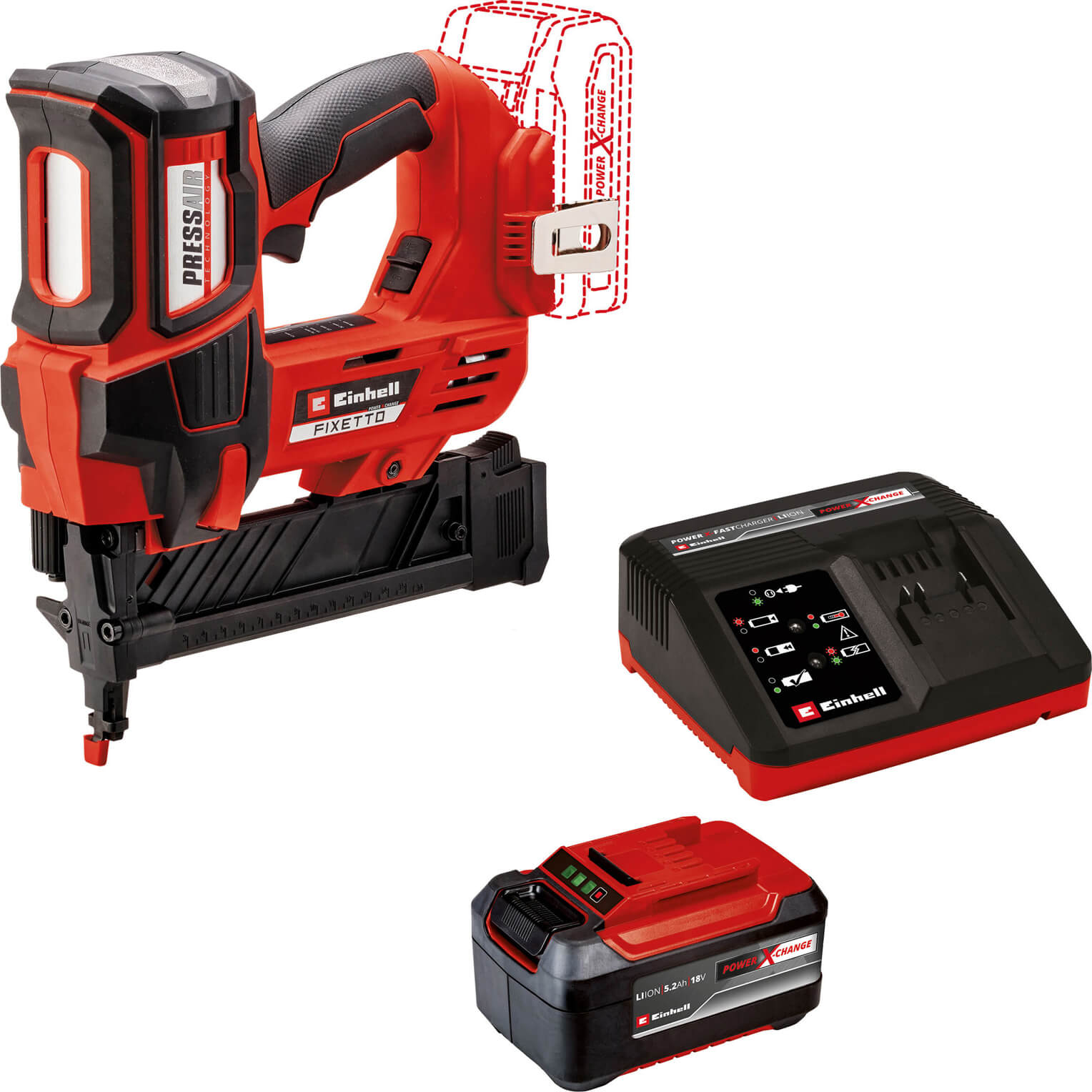 Einhell Fixetto 18/38 S 18v Cordless Staple Gun 1 X 5.2ah Li-ion Charger No Case