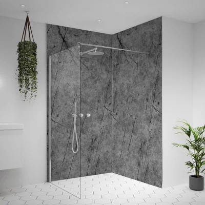 Splashwall Alloy Matt Tempesta Aluminium Bathroom & Wet Room Decorative Panel (H)2440mm (W)1220mm