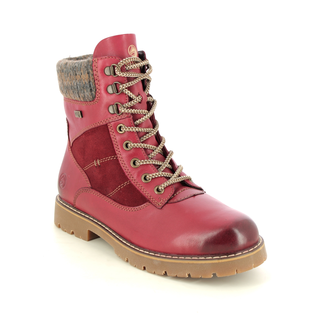 Remonte D9378-35 Castle Grip Tex Red Leather Womens Lace Up Boots