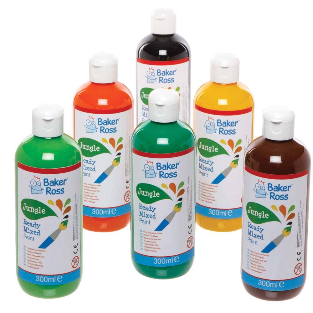 Baker Ross Jungle Ready Mixed Paint Set (Box of 6)