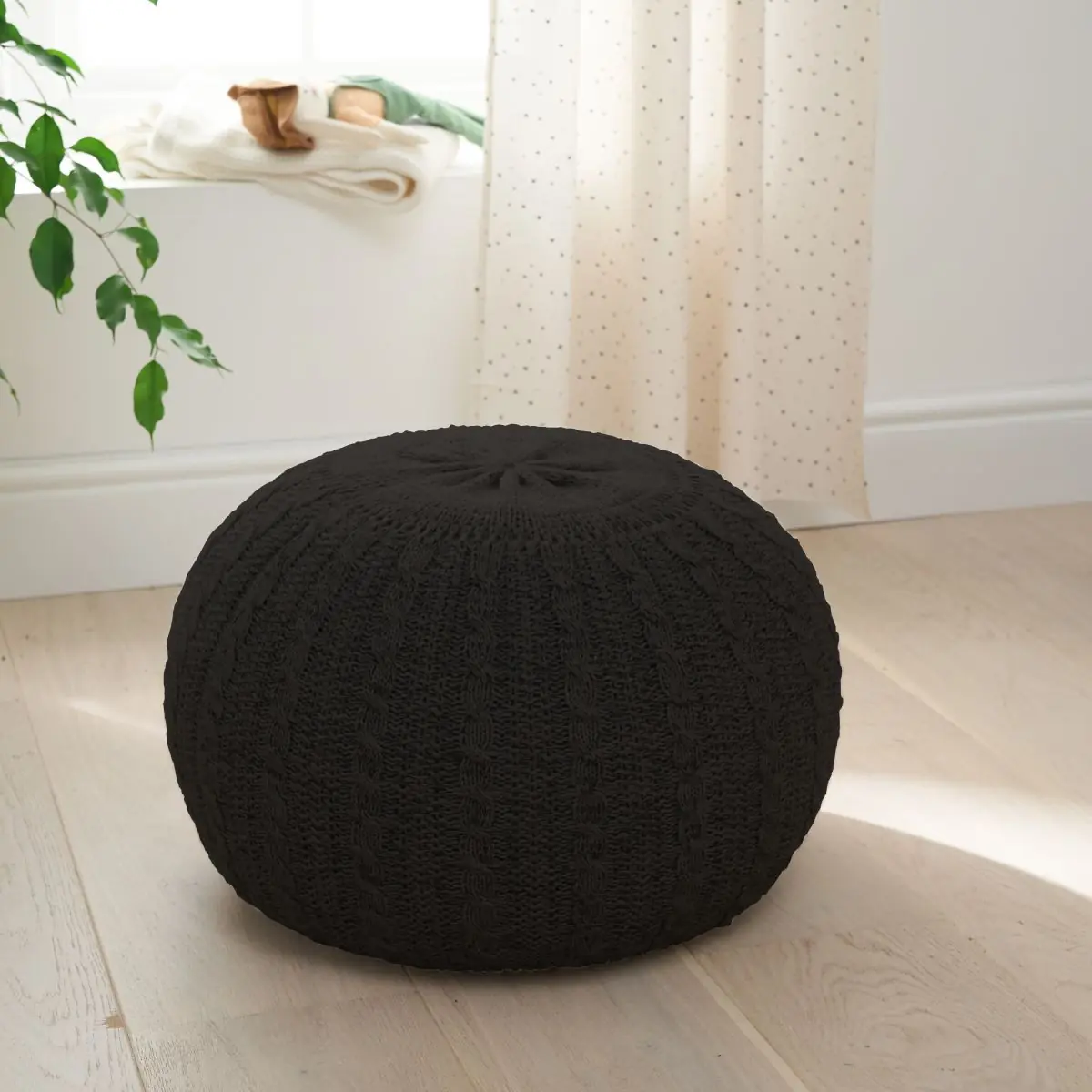 Tutti Bambini Knitted Pouffe Footstool-Liquorice