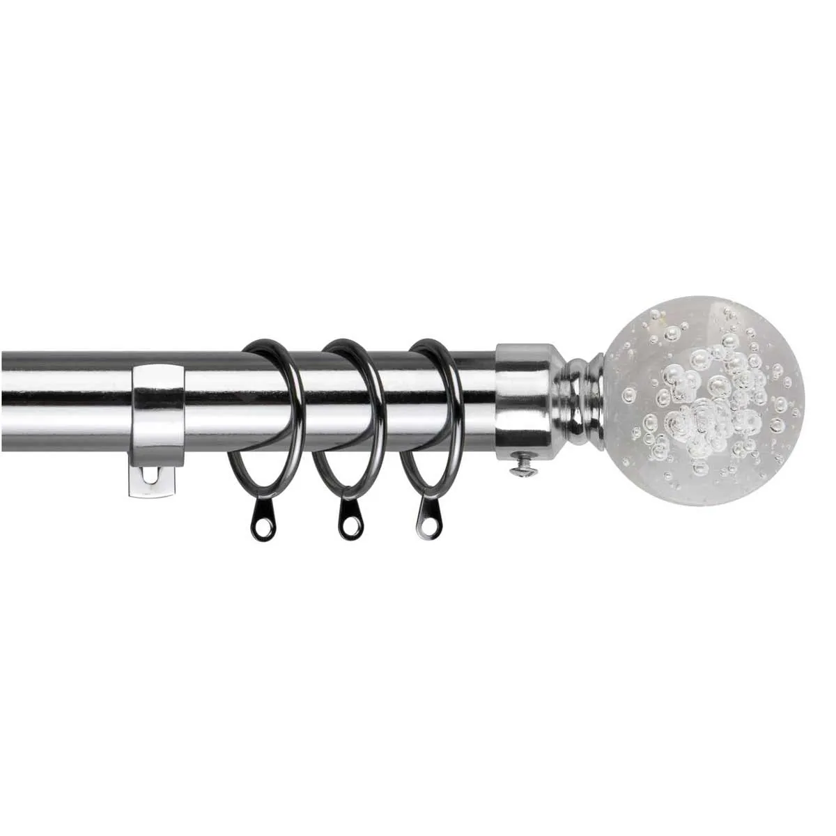 Home Treats Extendable Curtain Pole Set Metal Bubble Curtain Rail Chrome 40Cm To 144Cm