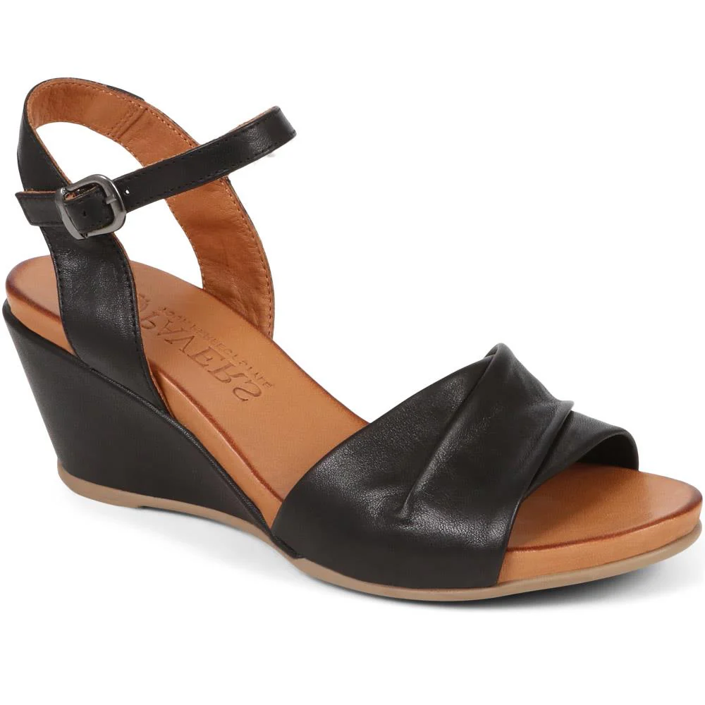 Bellissimo Women's Adjustable Buckle Wedges - BELMETIN37017 / 323 773 - Black 5