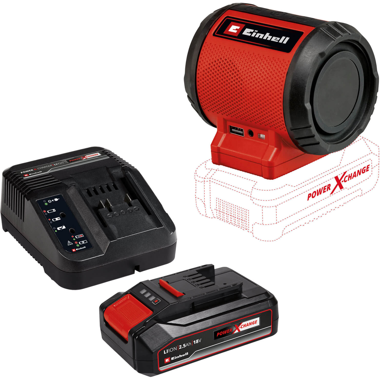 Einhell TC-SR 18 Li BT 18v Cordless Speaker 1 x 2.5ah Li-ion Charger No Case