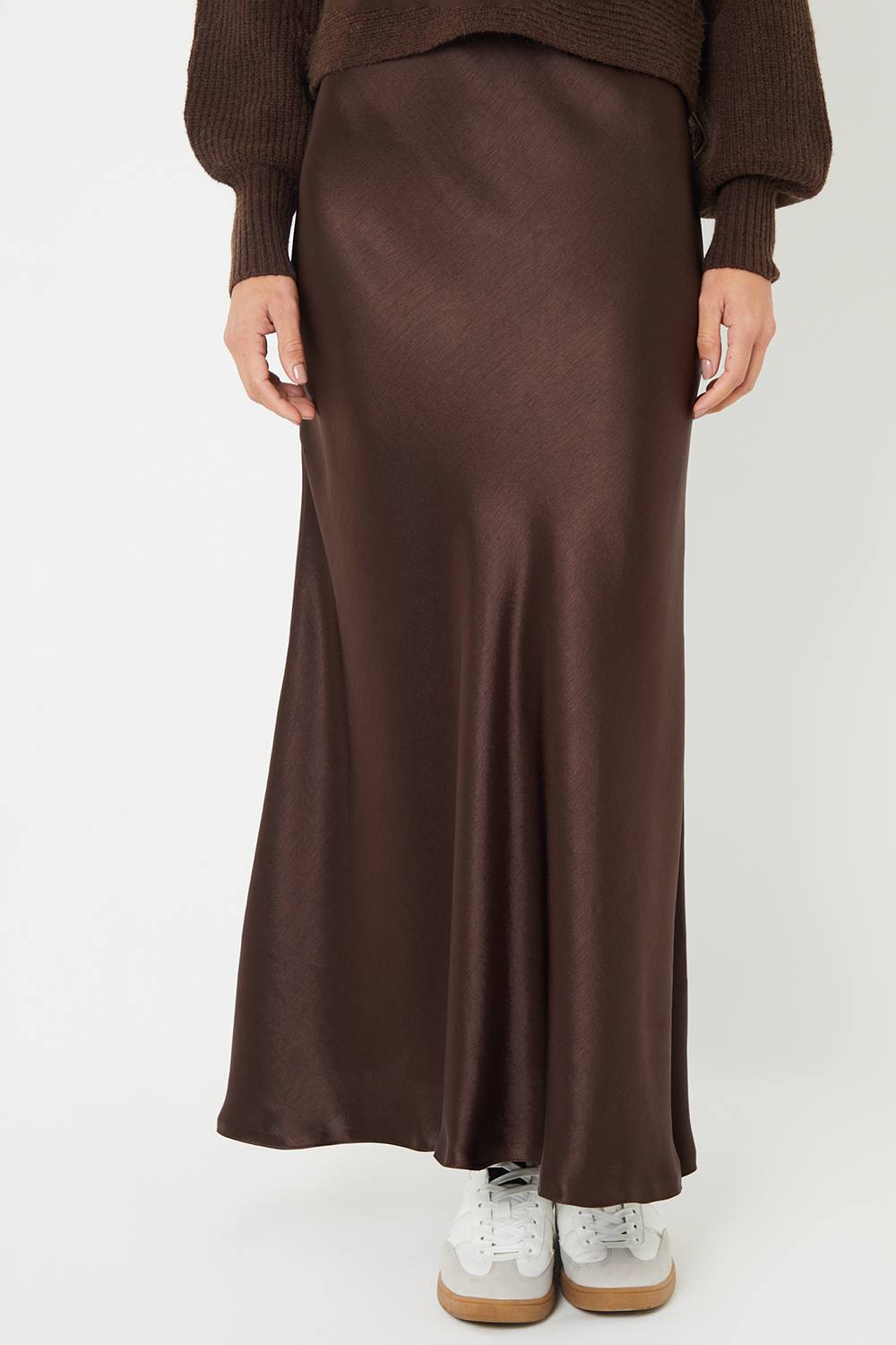 Threadbare Womens Satin Maxi Slip Skirt - Brown - 18