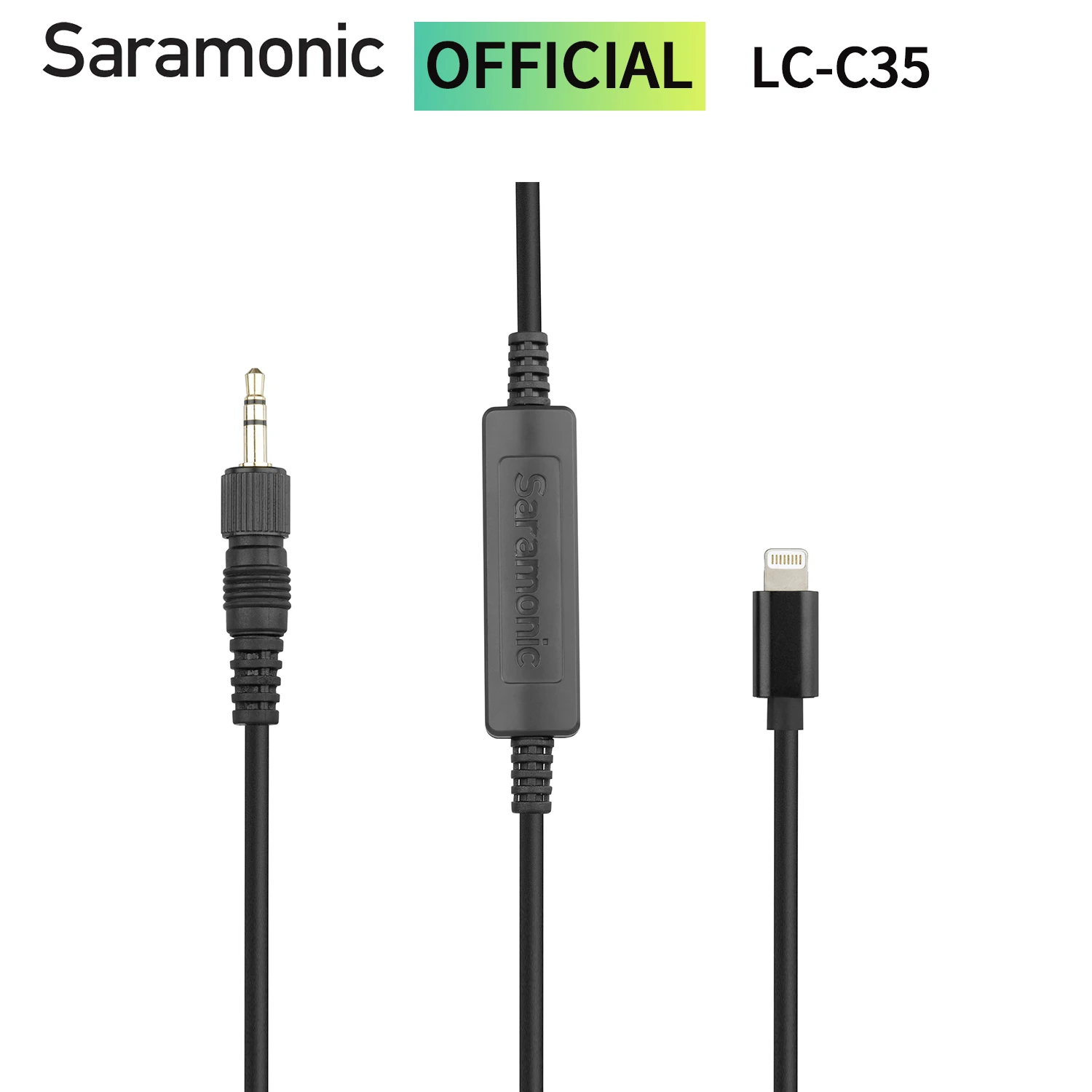 Saramonic LC-C35 Audio Adapter Cable Locking 3.5mm TRS Male to Apple Certified Lightning for iOS