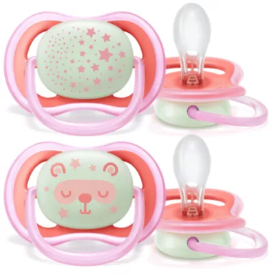 Avent Philips Philips Avent SCF376/22 ultra air night Dummy, 6-18 months, glow in the dark, Double pack, Star/Bear