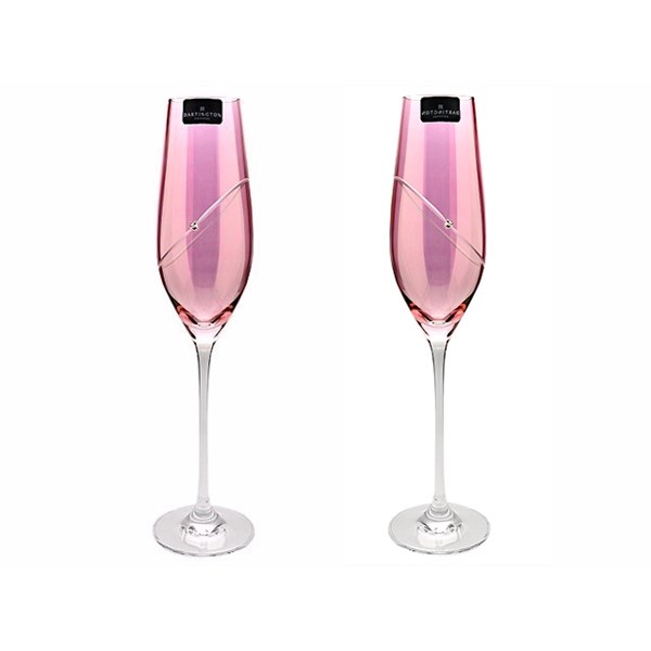 Dartington Celebration Glitz Ruby Champagne Flutes, Multipack
