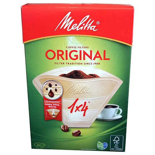 Melitta Original Coffee Filters Size 1x4, 80 Coffee Filters, For Filter Coffee Makers, Brown