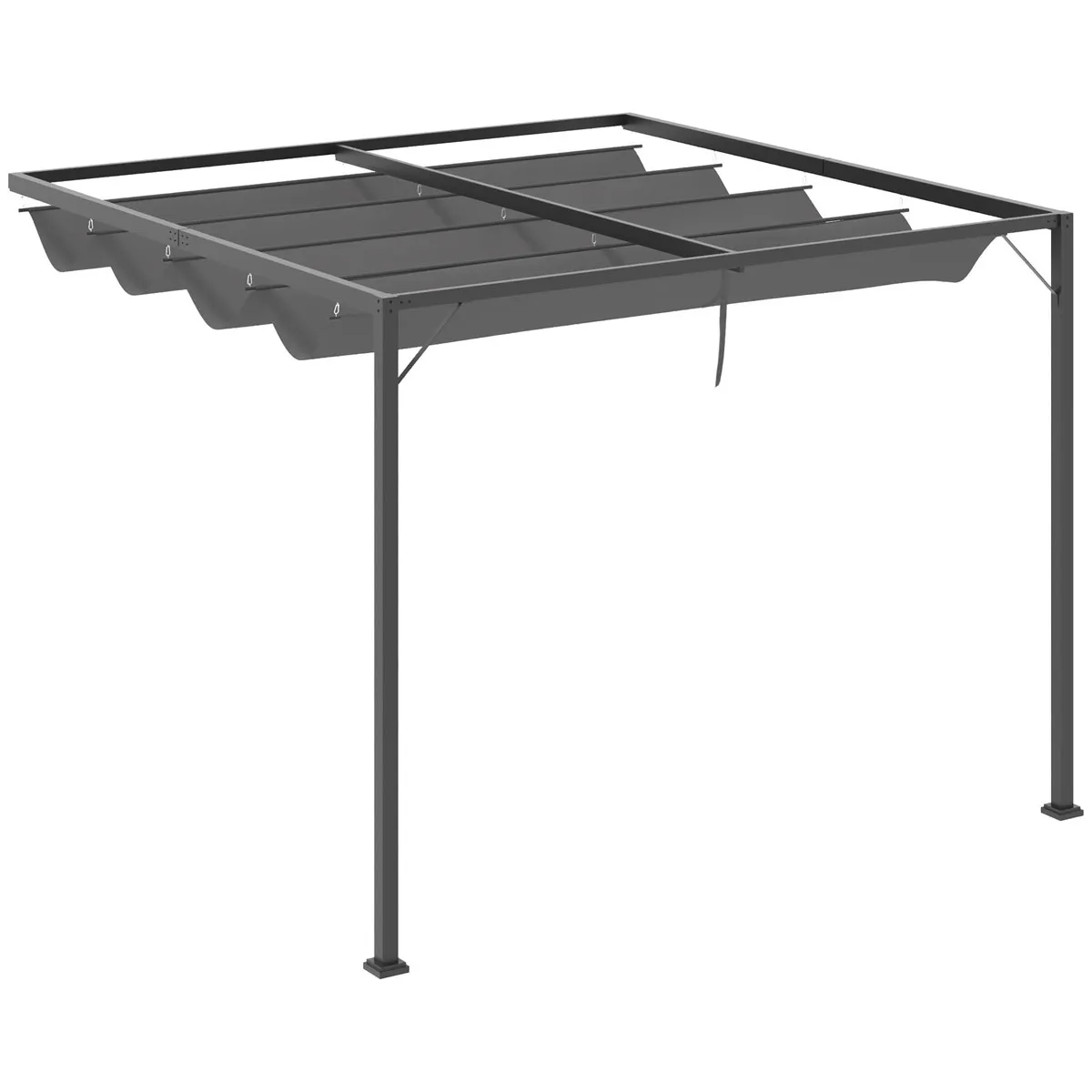 Outsunny 3 x 3m Outdoor Pergola Retractable Canopy Wall Mounted Grey