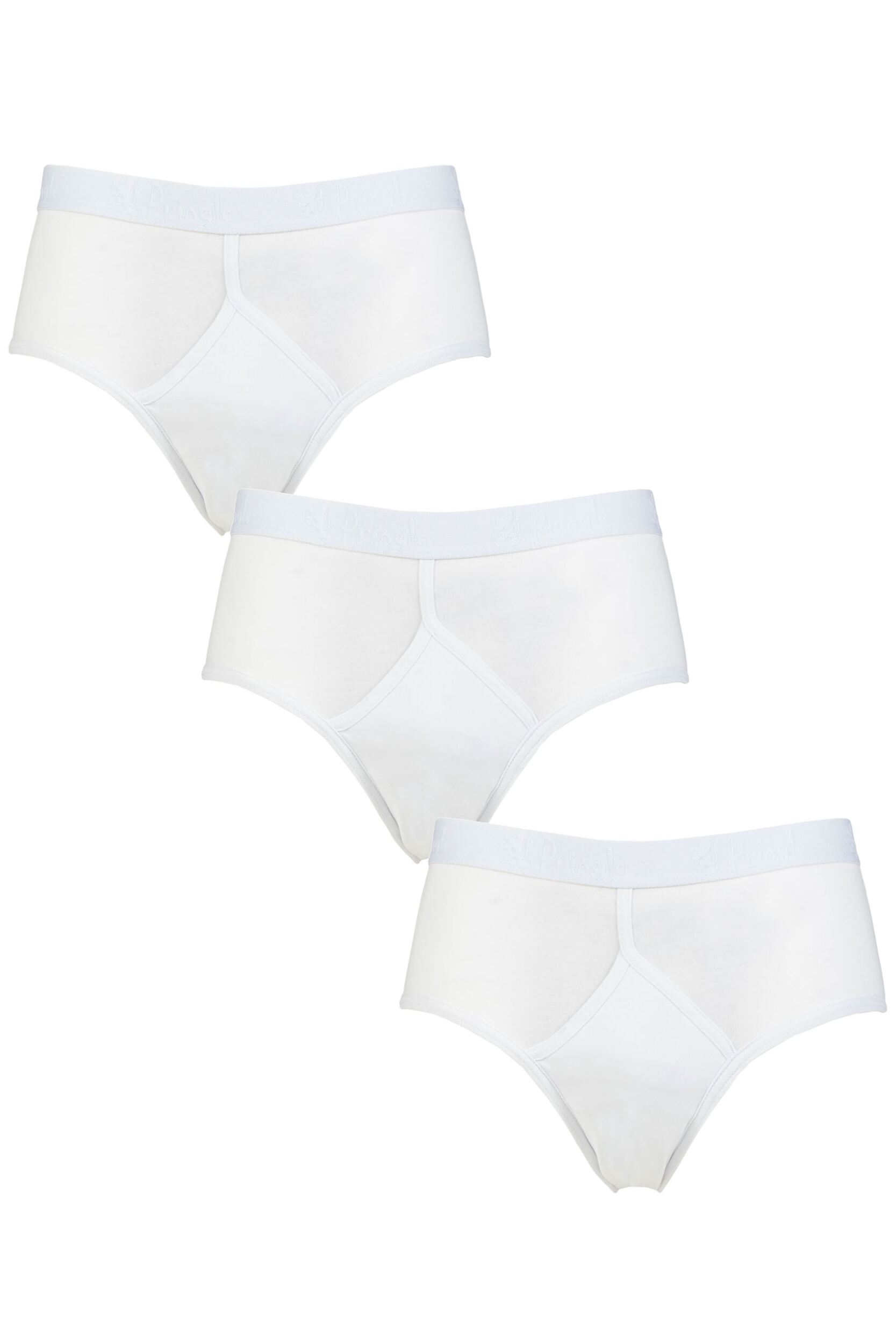 SOCKSHOP Mens 3 Pack Pringle Cotton High Rise Briefs White M