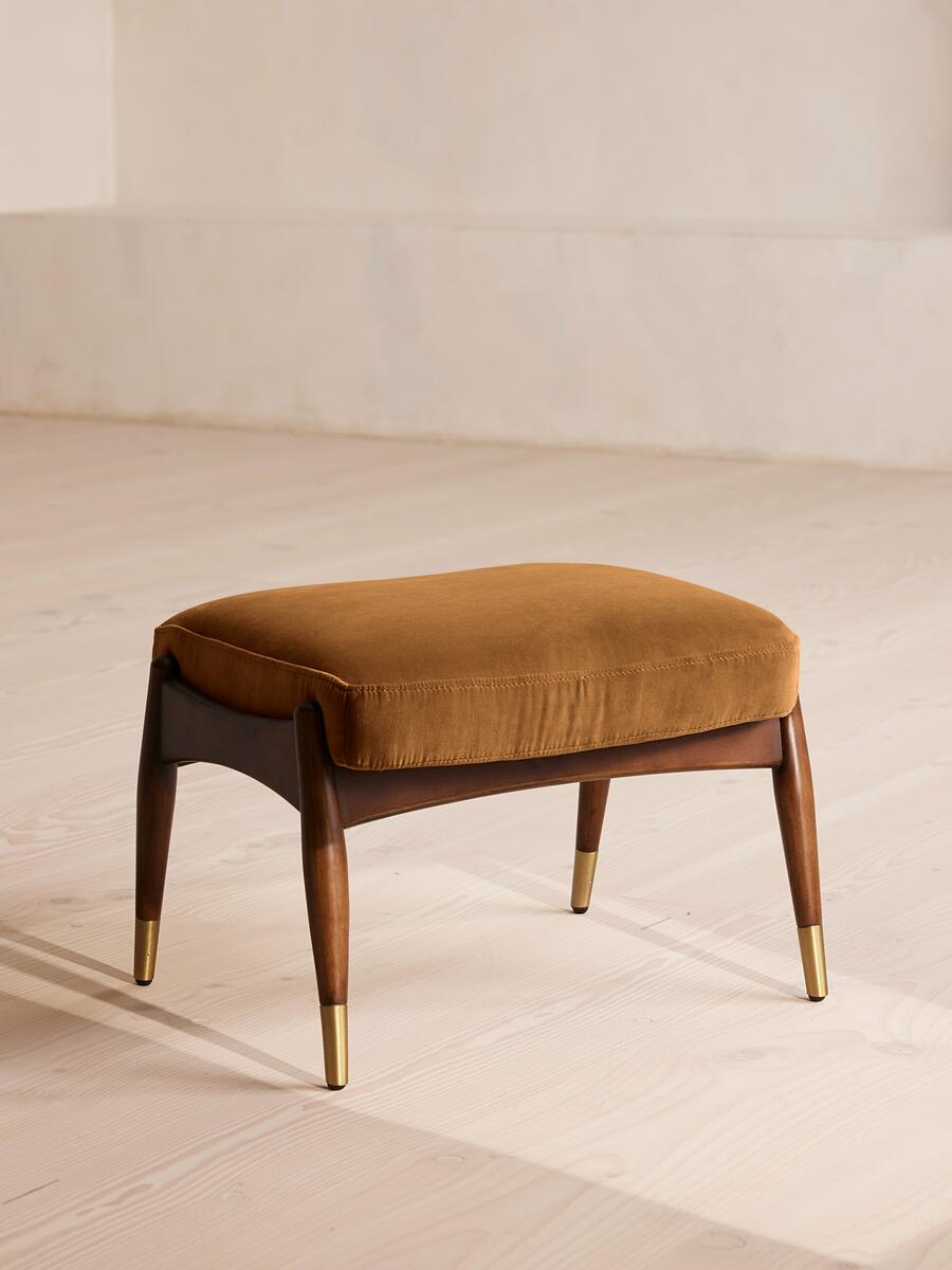 Soho Home Theodore Footstool, Velvet, Mustard
