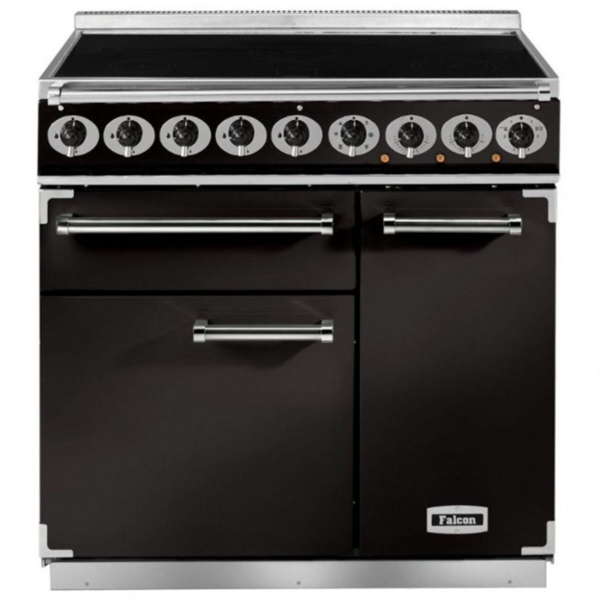 Falcon Deluxe 90cm Electric Induction Range Cooker - Black & Brass