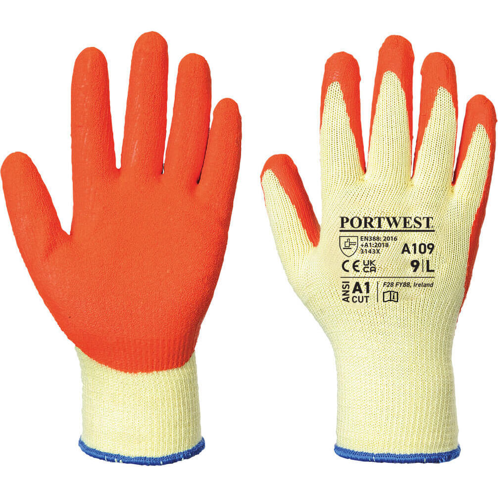 Portwest A109 Grip Glove (with retail bag) Size: M, COLOUR: Orange
