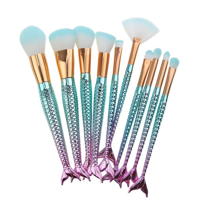 Pinceaux de maquillage sirène multicolores