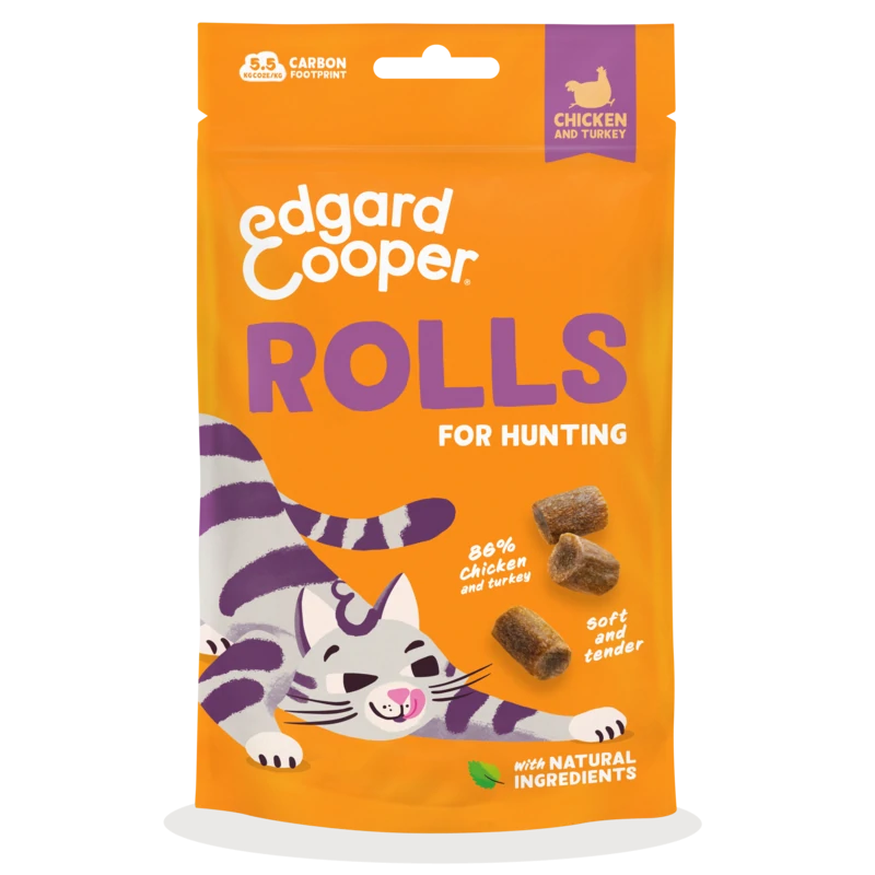 Edgard & Cooper 1 x 45 gr Rolls Rollitos de Pollo y Pavo para Gatos Edgard & Cooper